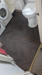 Herringbone LVT in utility room - LVT flooring Llanidloes