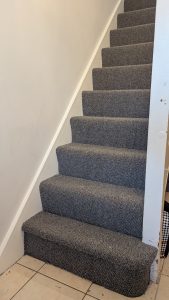 Grey boucle stair carpet - Flooring Llanidloes