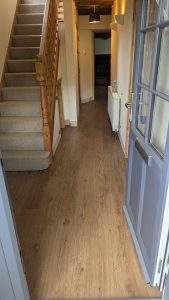 Oak-effect LVT hallway installation - Llanidloes flooring project